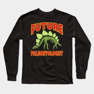 Future Paleontologist Stegosaurus Dinosaur Green Skeleton Long Sleeve T-Shirt